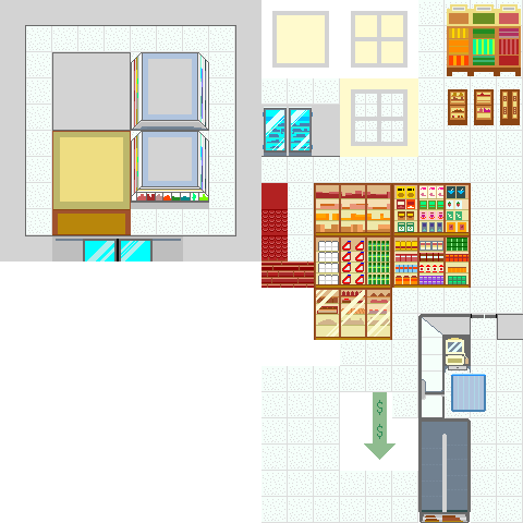 the background tileset for the grocery store